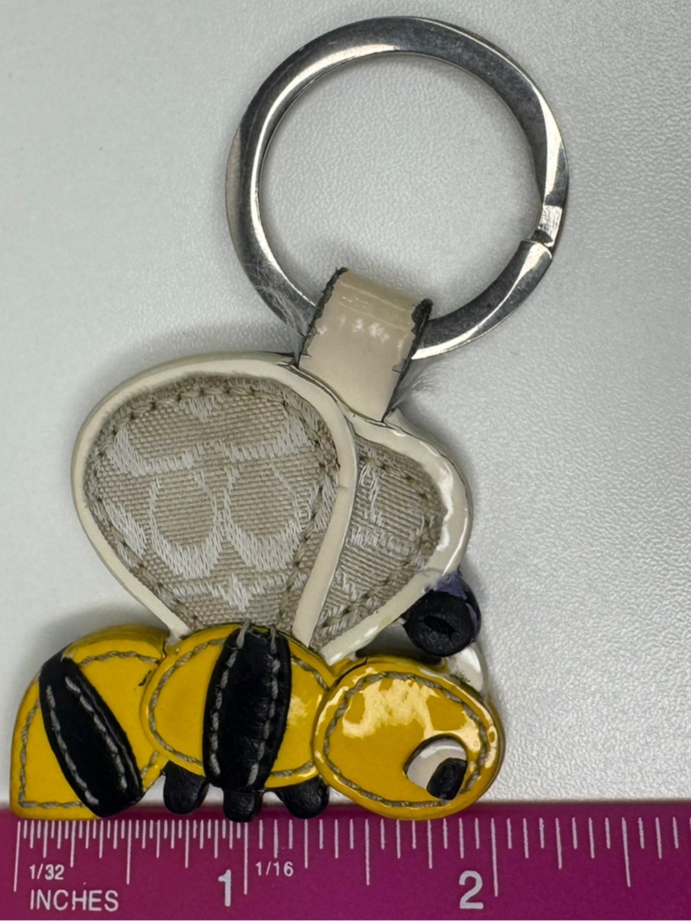 Coach Y2K Patent Leather Bumblebee Bumble Bee Fob Keychain - Picture 3 of 13